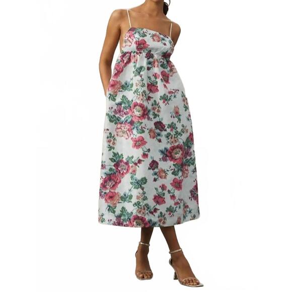 BHLDN Dresses & Skirts - NEW BHLDN sophia apron-top jacquard floral dress in teal